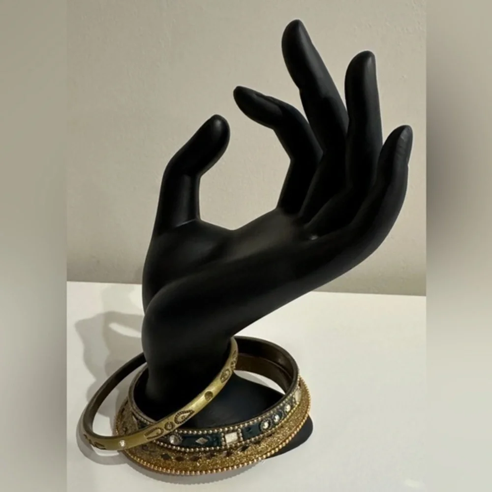 Bohemian Vintage Bangle Trio Green & Gold